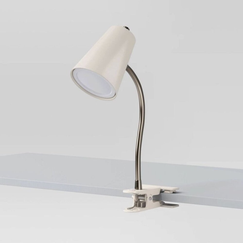 Room Essentials White Clip Table Lamp With Flexible Neck & Built-In LED Bulb